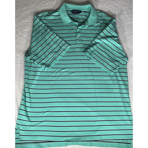Men's XL Polo Golf Mint Green/Stripe Performance Short Sleeve Shirt - Picture 1 of 13
